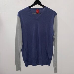 Saks Fifth Avenue Sweater Men's Large Blue 100% Cashmere V Neck Knit Pullover